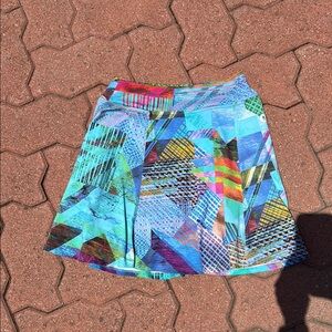 Dona Jo Blue Pleated Skater Mini Skirt